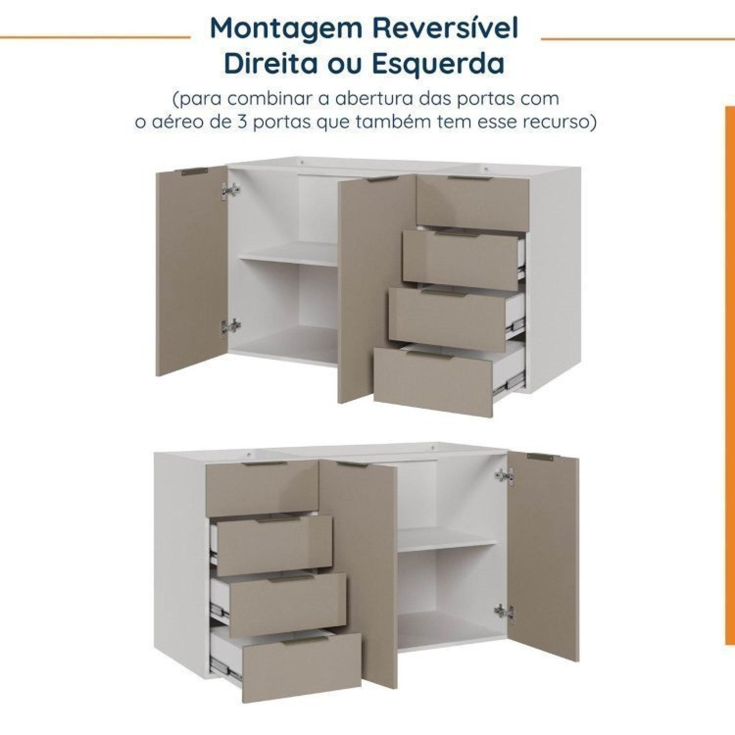 Cozinha Modulada 6 Peças sem Tampo sem Rodapé 3 Aéreos e 3 Balcões Ipanema Cabecasa Madeiramadeira - 15