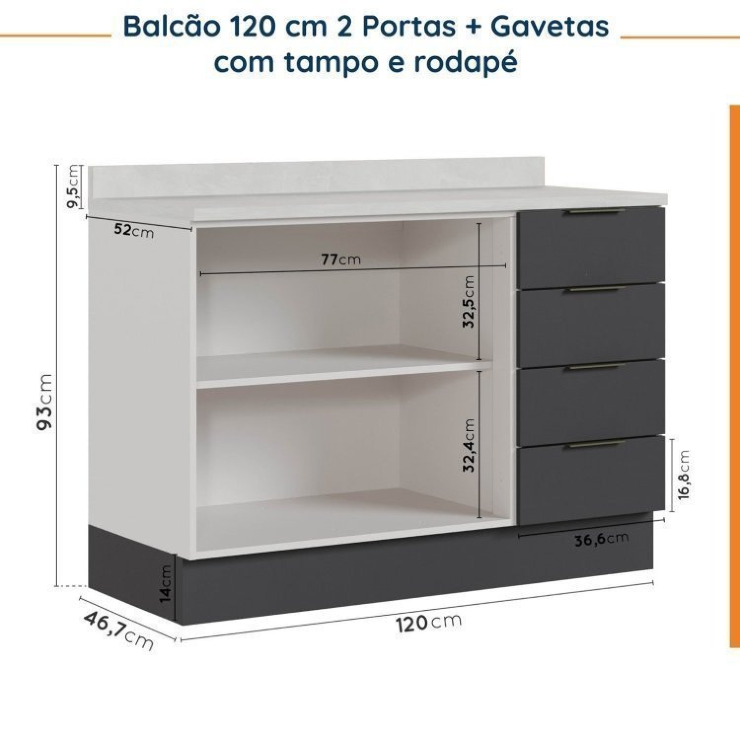 Cozinha Modulada 6 Peças com Tampo e Rodapé 3 Aéreos e 3 Balcões Ipanema Cabecasa Madeiramadeira - 14