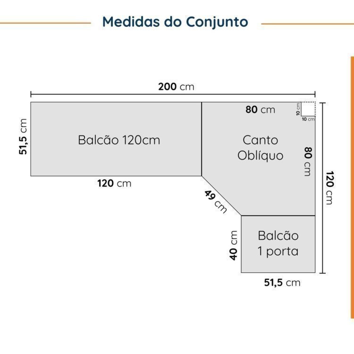 Cozinha Modulada 6 Peças sem Tampo sem Rodapé 3 Aéreos e 3 Balcões Ipanema Cabecasa Madeiramadeira - 2