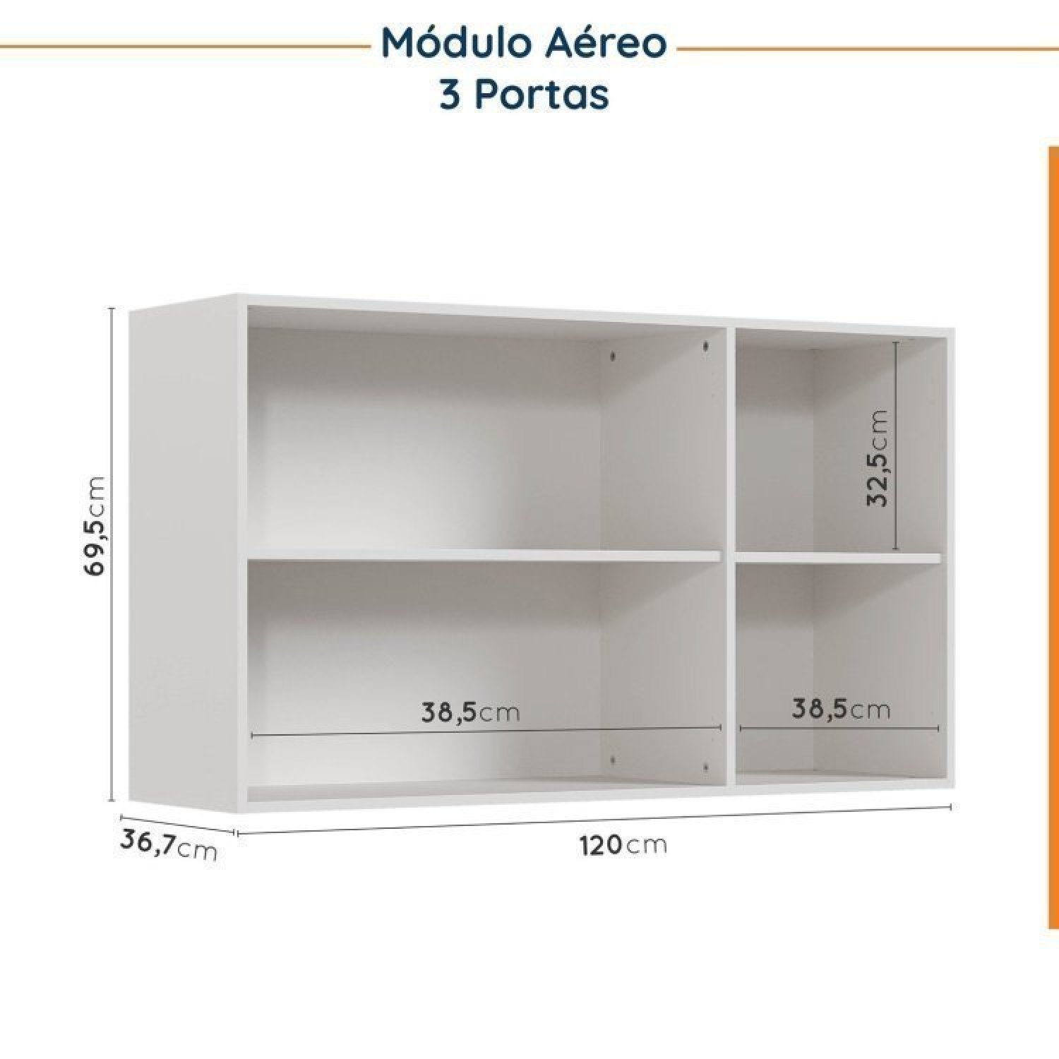 Cozinha Modulada 6 Peças sem Tampo sem Rodapé 3 Aéreos e 3 Balcões Ipanema Cabecasa Madeiramadeira - 10