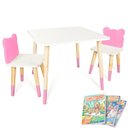 Ver imagem 3 de Mesa e 2 Cadeiras Infantil Urso Kit Livro Educativo em Madeira - Rosa