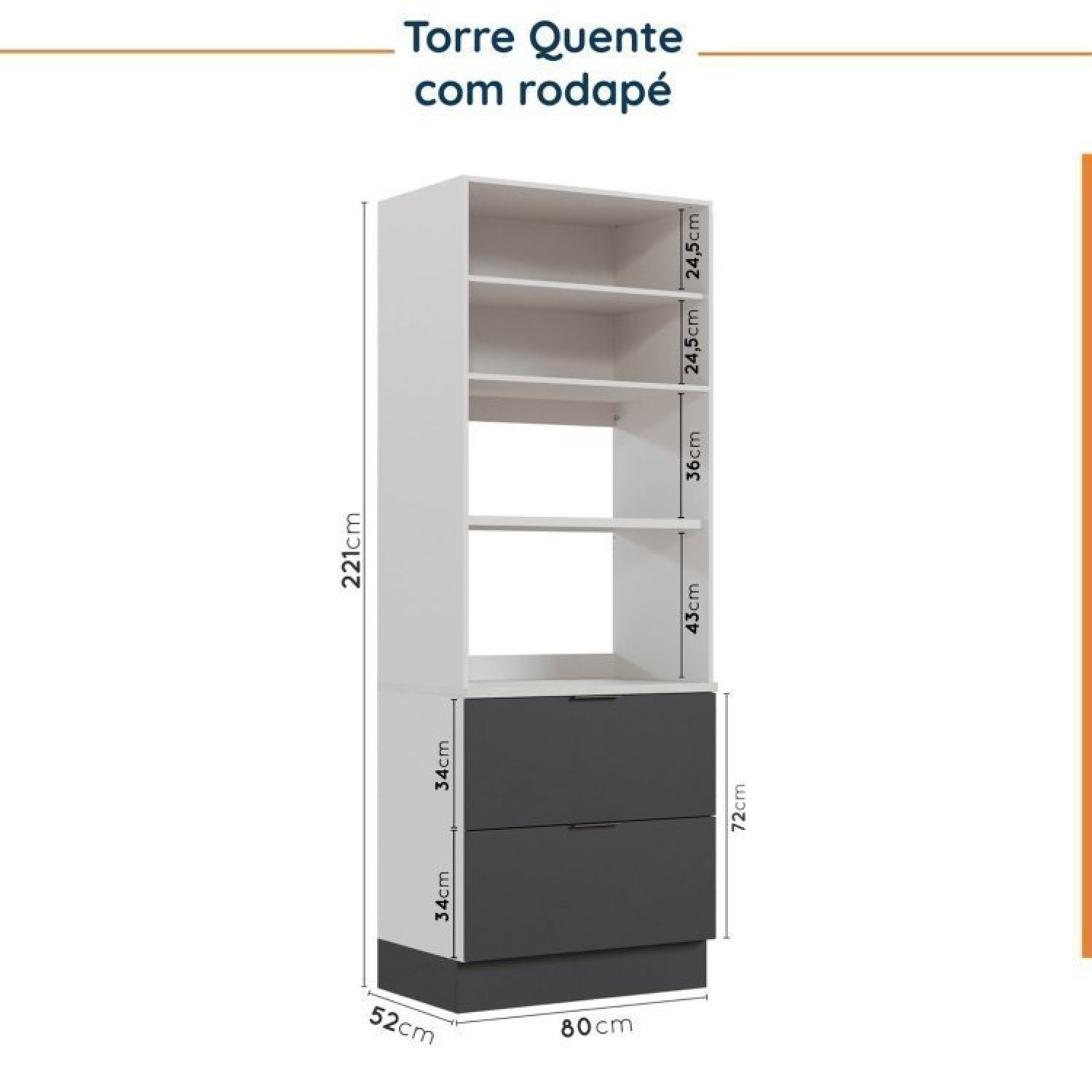 Cozinha Modulada 7 Peças com Tampo e Rodapé Ipanema Cabecasa Madeiramadeira - 17