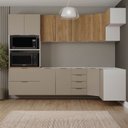 Ver imagem 1 de Cozinha Planejada 7 Peças sem Tampo sem Rodapé Ipanema CabeCasa MadeiraOriginals Marrom/Fendi Trama/Acácia