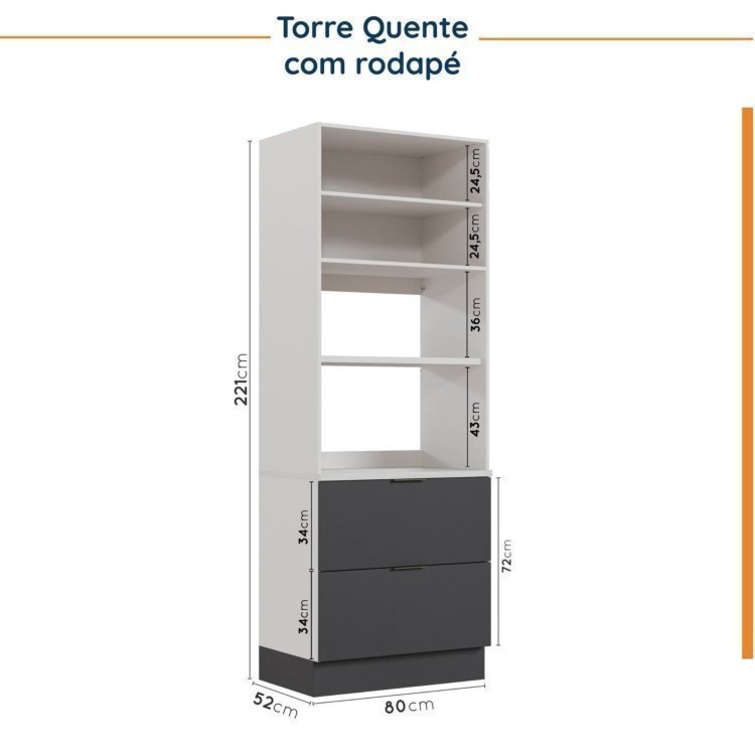 Cozinha Modulada 7 Peças com Tampo e Rodapé Ipanema Cabecasa Madeiramadeira - 17