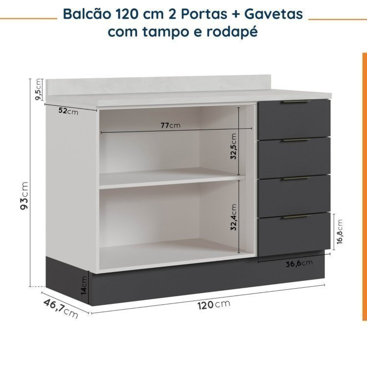 Cozinha Modulada 7 Peças com Tampo e Rodapé Ipanema Cabecasa Madeiramadeira - 14