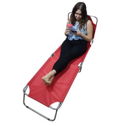 Cadeira Espreguiçadeira Reclinavel 3 Posiçoes Dobravel Quintal Jardim Praia Lazer Descanso Camping V - 4