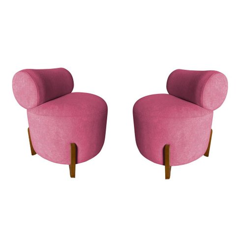 Kit 2 Poltronas Decorativa Mônaco Veludo Rosa