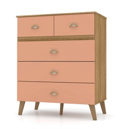 Cômoda 5 Gavetas Estilo Retrô 91cm Ziza V02 Nature/Camarim - Mpozenato - 1