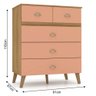 Cômoda 5 Gavetas Estilo Retrô 91cm Ziza V02 Nature/Camarim - Mpozenato - 4