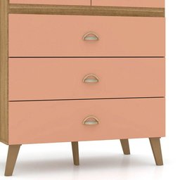 Cômoda 5 Gavetas Estilo Retrô 91cm Ziza V02 Nature/Camarim - Mpozenato - 3