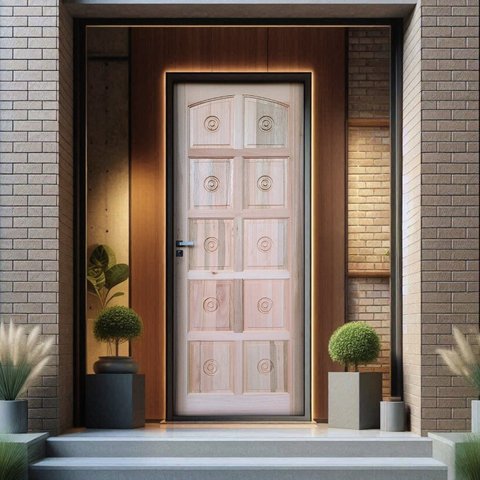 Folha de Madeira para Porta Eucalipto Torneada Eucalipto 210x82cm Uniportas Natural