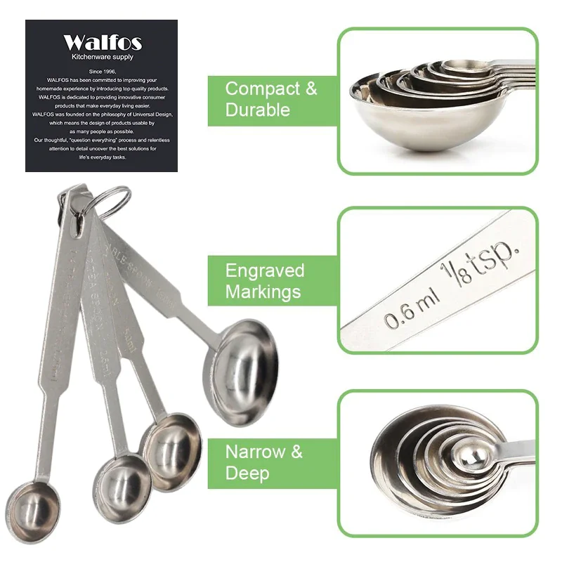 Conjunto de Colheres de Medição Aço Inoxidável Walfos, Utensílios de Cozinha para Medição de Café - 3