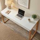 Ver imagem 6 de Mesa Escritório 1,50 Escrivaninha Madeira Minimalista Branco Freijó Gordon Idimex