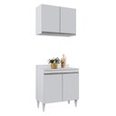 Ver imagem 1 de Kit Armário Aéreo e Balcão de Cozinha Lavanderia 02 Portas Loren 80 cm - D’Rossi Branco