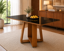 Ver imagem 1 de Mesa Moderna em MDF Base Cruzada com Tampo de Vidro 120x80 Preto