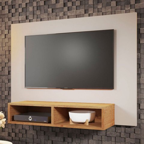 Painel para Tv até 42 Polegadas Baly 2 Nichos Off White/mel - Viero Móveis