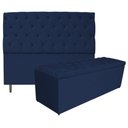 Ver imagem 1 de Kit Cabeceira Calçadeira Liverpool 140cm Casal Azul