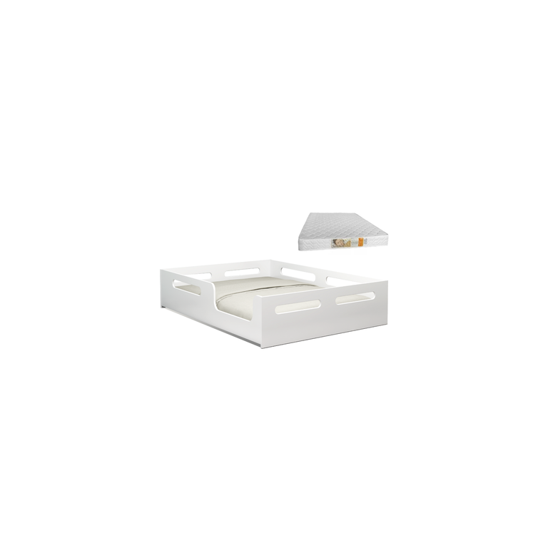 Cama Casal Potente Montessori Branca com Colchão D33
