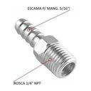 Ver imagem 2 de Espigão Fixo Macho Rosca NPT 1/4" x 5/16" - DDS R102