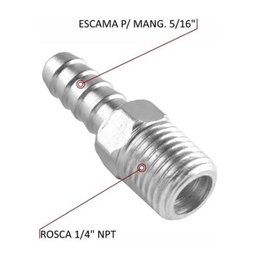 Espigão Fixo Macho Rosca NPT 1/4" x 5/16" - DDS R102 - 2