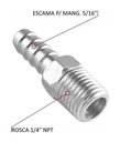 Ver imagem 2 de Espigão Fixo Macho Rosca NPT 1/4" x 5/16" - DDS R102