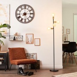 Luminária Chão Moderna Coluna Metálica Slim 1,35m Base Redonda para 4 Lâmpadas E27 - 2