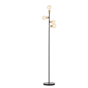 Luminária Chão Moderna Coluna Metálica Slim 1,35m Base Redonda para 4 Lâmpadas E27