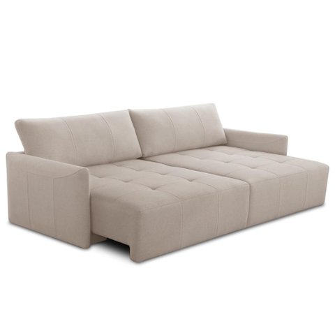 Sofá Retrátil Reclinável para Sala 4 Lugares 262cm Merano L06 Linho Bege - Lyam Decor