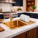 Ver imagem 3 de Cuba Gourmet de Cozinha 64x40 com Escorredor Calha Úmida Dourada Inox 304 Brinovar