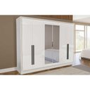 Ver imagem 1 de Guarda Roupa 6 Portas (2 C/ Espelho) e 4 Gavetas Valência Branco - Politorno