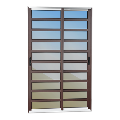 Porta Correr c/Trav.2F.Móv.210x150 Elite c/Fecho Autom V.Ref.Mix Corten Brimak