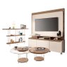 Estante Home Theater Quantum e Aparador Infinity e Kit Mesa de Centro Sky Off White Castanho– Hb Móv - 1
