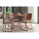 Ver imagem 4 de Mesa Jantar 1588 Madeirado/Aço 100cm Dourado/Noce Carraro
