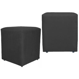 Kit 2 Puffs Quadrado Cubo Banqueta Decorativo Utilize - Preto - 1