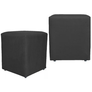 Kit 2 Puffs Quadrado Cubo Banqueta Decorativo Utilize - Preto