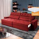 Ver imagem 1 de Sofá Retrátil Reclinável 2,50m Albany Suede Velut Vermelho Molas Ensacadas - King House