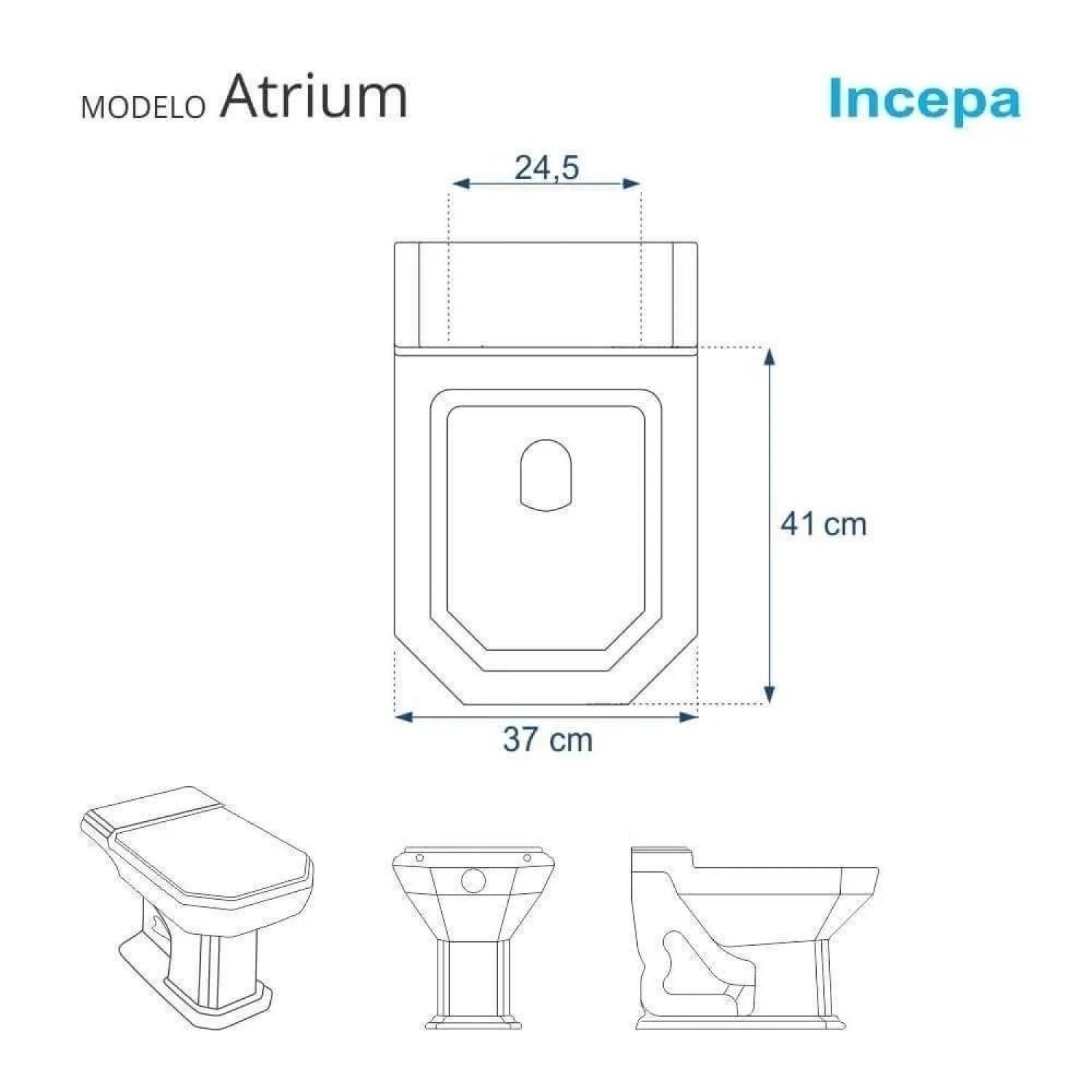 Assento Sanitário Poliéster Para Louça Atrium (Incepa) Aço Sedile - 2