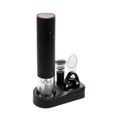 Conjunto 5 Peças para Vinho de Plástico Preto Wolff