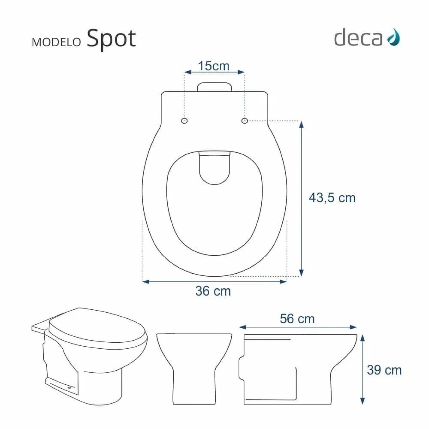 Assento Sanitário Poliéster Para Louça Spot (Deca) Aço Sedile - 2