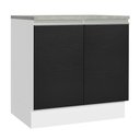 Ver imagem 1 de Balcão Armário de Cozinha 80 cm 2 Portas Branco/Preto Glamy Madesa