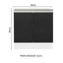 Ver imagem 3 de Balcão Armário de Cozinha 80 cm 2 Portas Branco/Preto Glamy Madesa