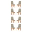 Ver imagem 1 de Kit 8 Cadeiras Estofadas para Sala de Jantar Bege