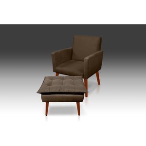 Kit Poltrona Nina com Puff Opala Suede Marrom - Pandora Decor - Casa da Poltrona