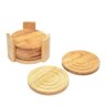 Porta Copos Bambu Madeira Redondo 6 Bolachas com Suporte - 1