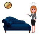 Ver imagem 5 de Recamier Divã Larissa 150cm Direito Suede:azul-marinho/liso