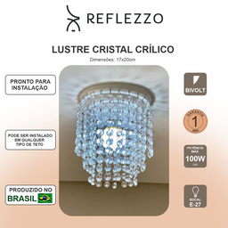 Luminária Cristal Acrilico Redondo Perfeito Para o seu Ambiente - 17 x 20 cm - Lustres Reflezzo - 1