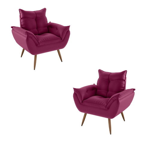 Kit 2 Poltronas Decorativa Opala Suede Pink