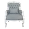 Poltrona Imperador Capitonê Madeira Maciça Branco e Linho Cinza Soberati - 2