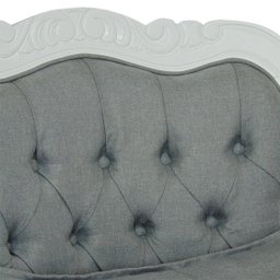 Poltrona Imperador Capitonê Madeira Maciça Branco e Linho Cinza Soberati - 5