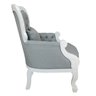 Poltrona Imperador Capitonê Madeira Maciça Branco e Linho Cinza Soberati - 3